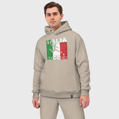 Мужской костюм oversize хлопок с принтом Итальянский футбол, фото на моделе #1