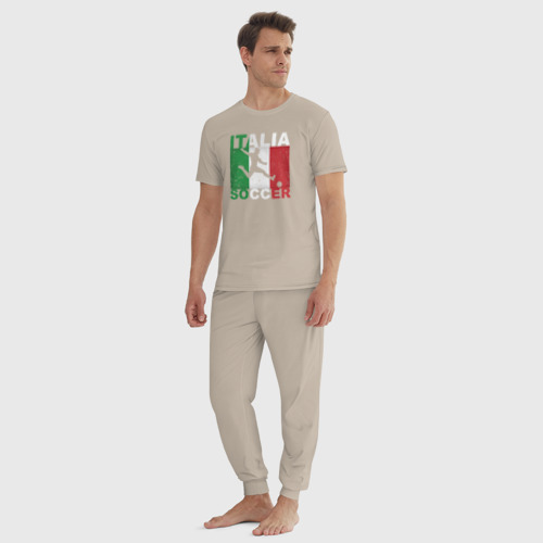 Мужская пижама хлопок Итальянский футбол, цвет миндальный - фото 5