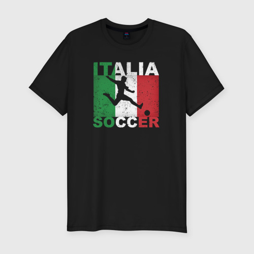 Мужская футболка хлопок Slim Итальянский футбол, цвет черный