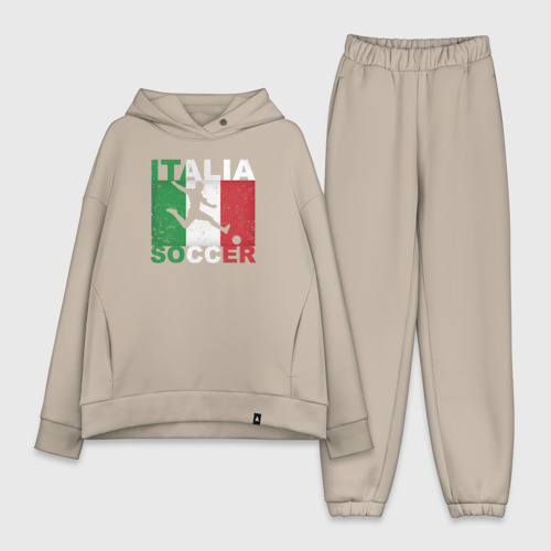 Женский костюм хлопок Oversize с принтом Итальянский футбол, вид спереди #2