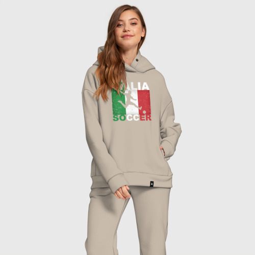 Женский костюм хлопок Oversize с принтом Итальянский футбол, фото на моделе #1