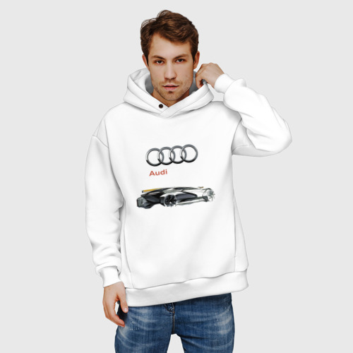 Мужское худи Oversize хлопок Audi  concept - sketch, цвет белый - фото 3