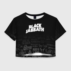 Женская футболка Crop-top 3D Black Sabbath логотипы рок групп