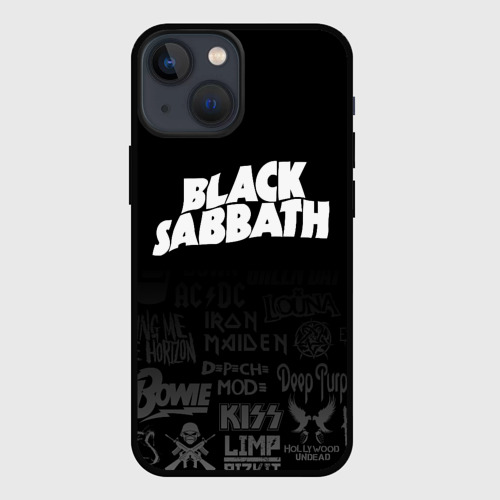 Чехол для iPhone 13 mini Black Sabbath логотипы рок групп