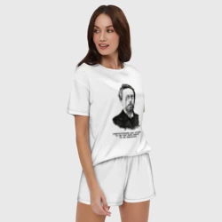 Женская пижама с шортиками хлопок Чехов Замечательный день сегодня. То ли чай пойти выпить, то ли повеситься - фото 2