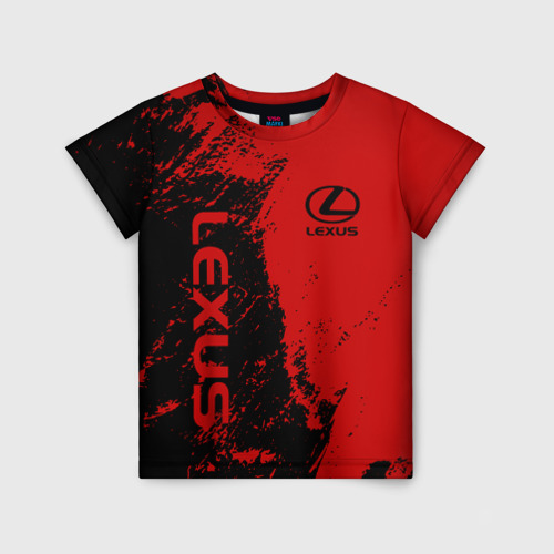 Детская футболка 3D с принтом Lexus Лексус Черно красный, вид спереди #2