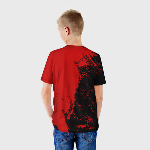Детская футболка 3D с принтом Lexus Лексус Черно красный, вид сзади #2
