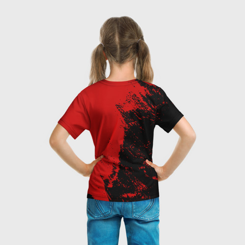 Детская футболка 3D с принтом Lexus Лексус Черно красный, вид сзади #2