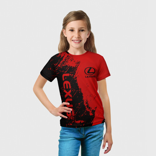 Детская футболка 3D с принтом Lexus Лексус Черно красный, вид сбоку #3