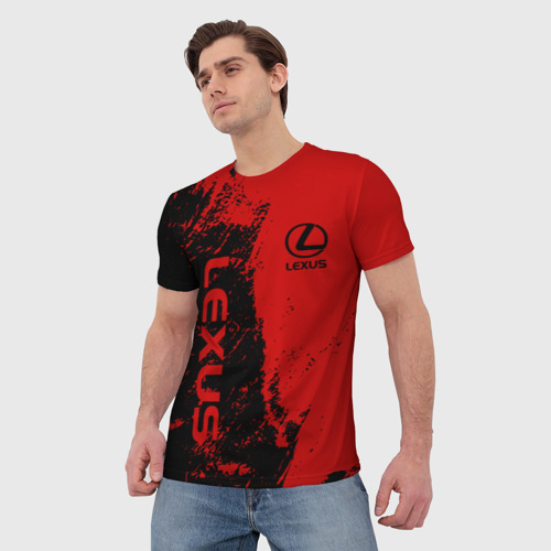 Мужская футболка 3D Lexus Лексус Черно красный, цвет 3D печать - фото 3