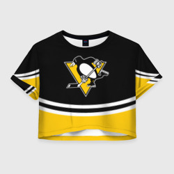 Женская футболка Crop-top 3D Pittsburgh Penguins Питтсбург Пингвинз