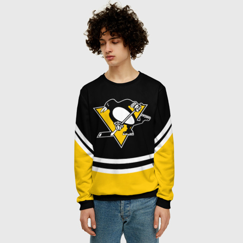 Мужской свитшот 3D Pittsburgh Penguins Питтсбург Пингвинз, цвет черный - фото 3