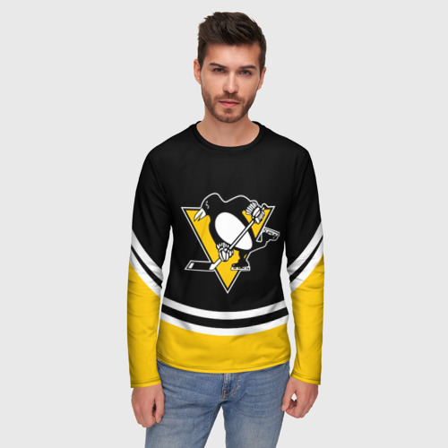 Мужской лонгслив 3D Pittsburgh Penguins Питтсбург Пингвинз, цвет 3D печать - фото 3