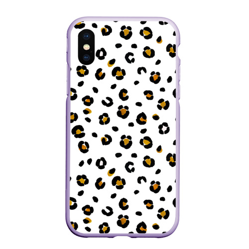 Чехол для iPhone XS Max матовый Пятна леопарда leopard spots, цвет светло-сиреневый