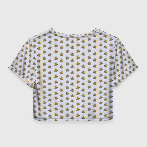 Женская футболка Crop-top 3D Веселые пчелы в полете, цвет 3D печать - фото 2