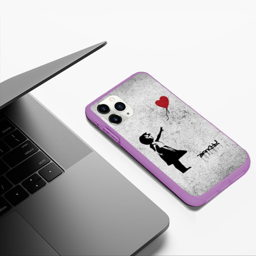 Чехол для iPhone 11 Pro Max матовый Бэнкси Всегда есть Надежда There is Always Hope Banksy, цвет фиолетовый - фото 5