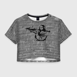 Женская футболка Crop-top 3D Мона Лиза Бэнкси Banksy