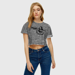 Женская футболка Crop-top 3D Мона Лиза Бэнкси Banksy - фото 2