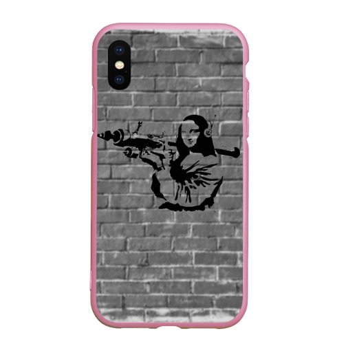 Чехол для iPhone XS Max матовый Мона Лиза Бэнкси Banksy, цвет розовый