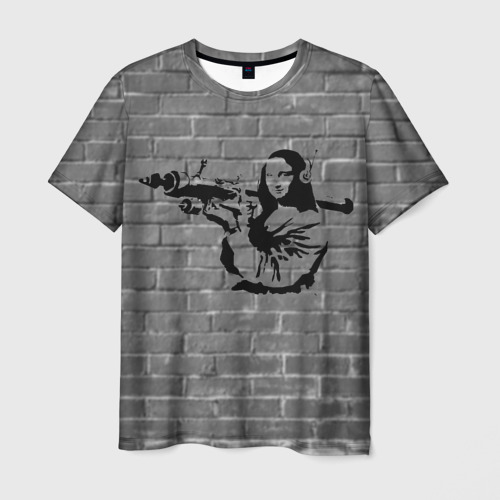 Мужская футболка с принтом Мона Лиза Бэнкси Banksy, вид спереди №1
