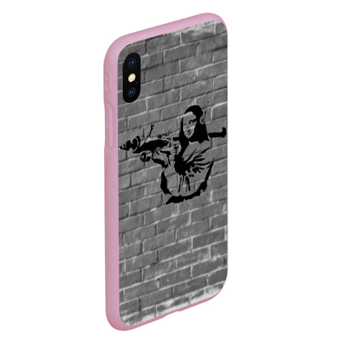 Чехол для iPhone XS Max матовый Мона Лиза Бэнкси Banksy, цвет розовый - фото 3