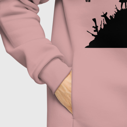 Мужское худи Oversize хлопок Banksy Бэнкси мальчик и девочка на горе оружия, цвет пыльно-розовый - фото 8
