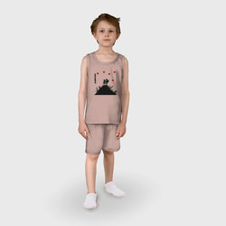 Детская пижама с шортами хлопок Banksy Бэнкси мальчик и девочка на горе оружия - фото 2