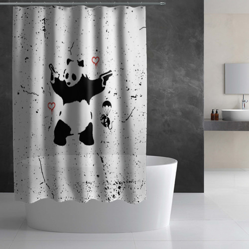 Штора 3D для ванной Banksy Бэнкси панда - фото 2