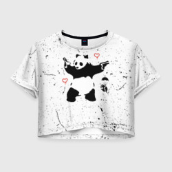 Женская футболка Crop-top 3D Banksy Бэнкси панда