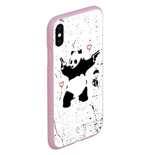 Чехол для iPhone XS Max матовый Banksy Бэнкси панда, цвет розовый - фото 3