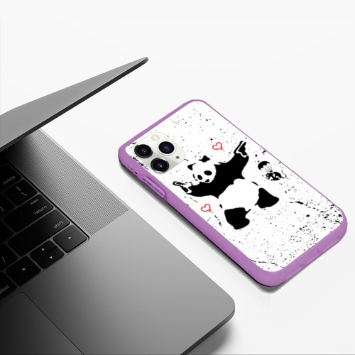 Чехол для iPhone 11 Pro Max матовый Banksy Бэнкси панда, цвет фиолетовый - фото 5