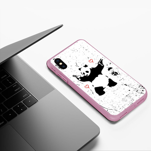 Чехол для iPhone XS Max матовый Banksy Бэнкси панда, цвет розовый - фото 5