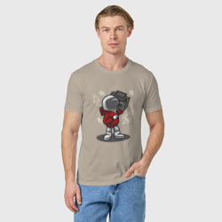 Мужская футболка хлопок Космонавт с магнитофоном - фото 2