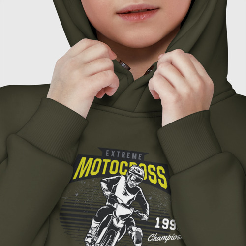 Детское худи Oversize хлопок Motocross  арт, цвет хаки - фото 7