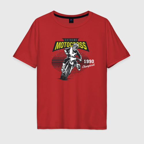 Мужская футболка хлопок Oversize с принтом Motocross Мотокросс, вид спереди #2