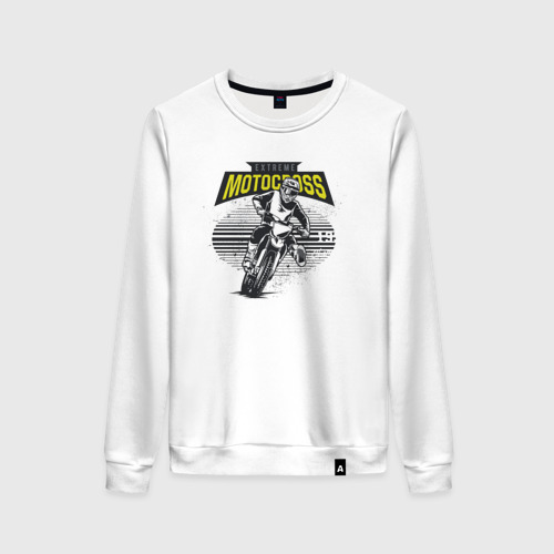 Женский свитшот хлопок Motocross  арт, цвет белый