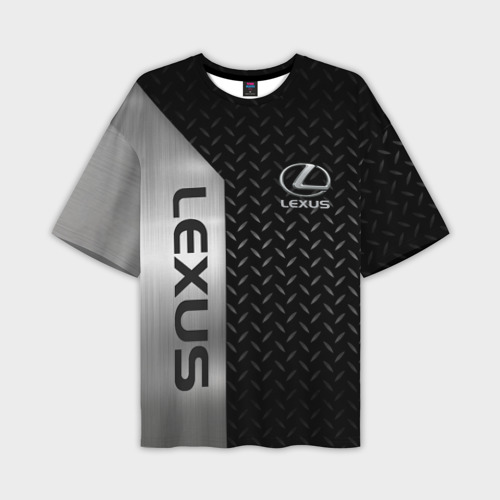 Мужская футболка оверсайз с принтом Lexus Лексус Сталь матал, вид спереди №1