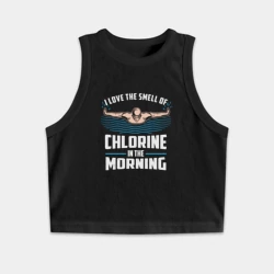 Женская укороченная майка-топ хлопок Люблю запах хлорки по утрам