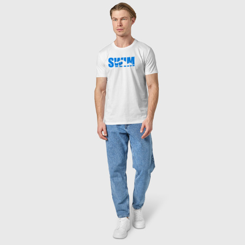 Мужская футболка хлопок Swim логотип с пловцом, цвет белый - фото 5