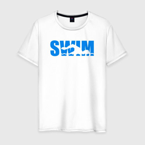 Мужская футболка хлопок Swim логотип с пловцом, цвет белый