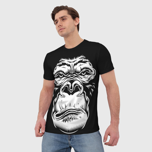 Мужская футболка 3D с принтом Морда гориллы, фото на моделе #1
