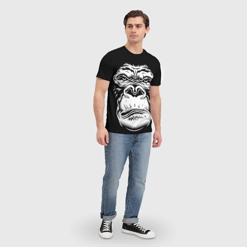 Мужская футболка 3D с принтом Морда гориллы, вид сбоку #3
