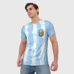 Футболка с принтом Сборная Аргентины Современная форма для женщины, вид на модели спереди №2. Цвет основы: белый
