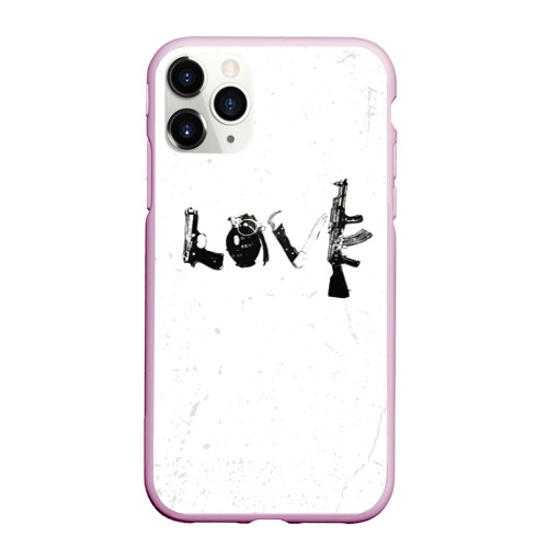 Чехол для iPhone 11 Pro Max матовый Banksy Бэнкси love, цвет розовый