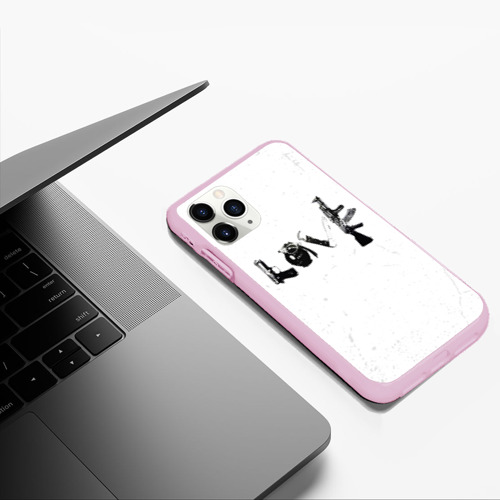 Чехол для iPhone 11 Pro Max матовый Banksy Бэнкси love, цвет розовый - фото 5