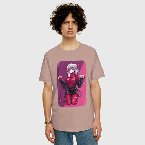 Мужская футболка хлопок Oversize Модеус флиртует, цвет пыльно-розовый - фото 3