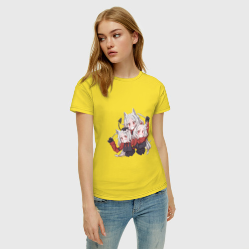 Женская футболка хлопок Цербер ждут блинчики, цвет желтый - фото 3