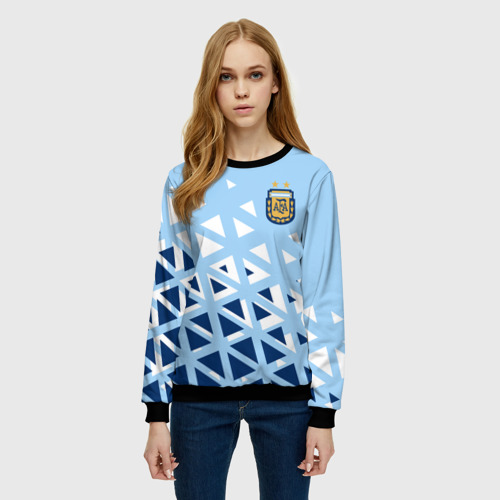 Женский свитшот 3D с принтом Сборная Аргентины футбол, фото на моделе #1