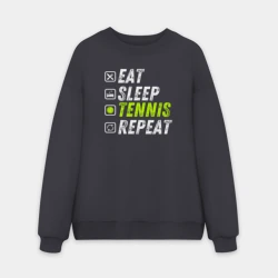 Мужской свитшот oversize без начеса хлопок Есть. Спать. Теннис. Повторить