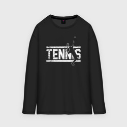 Мужской лонгслив oversize хлопок Tennis белое лого